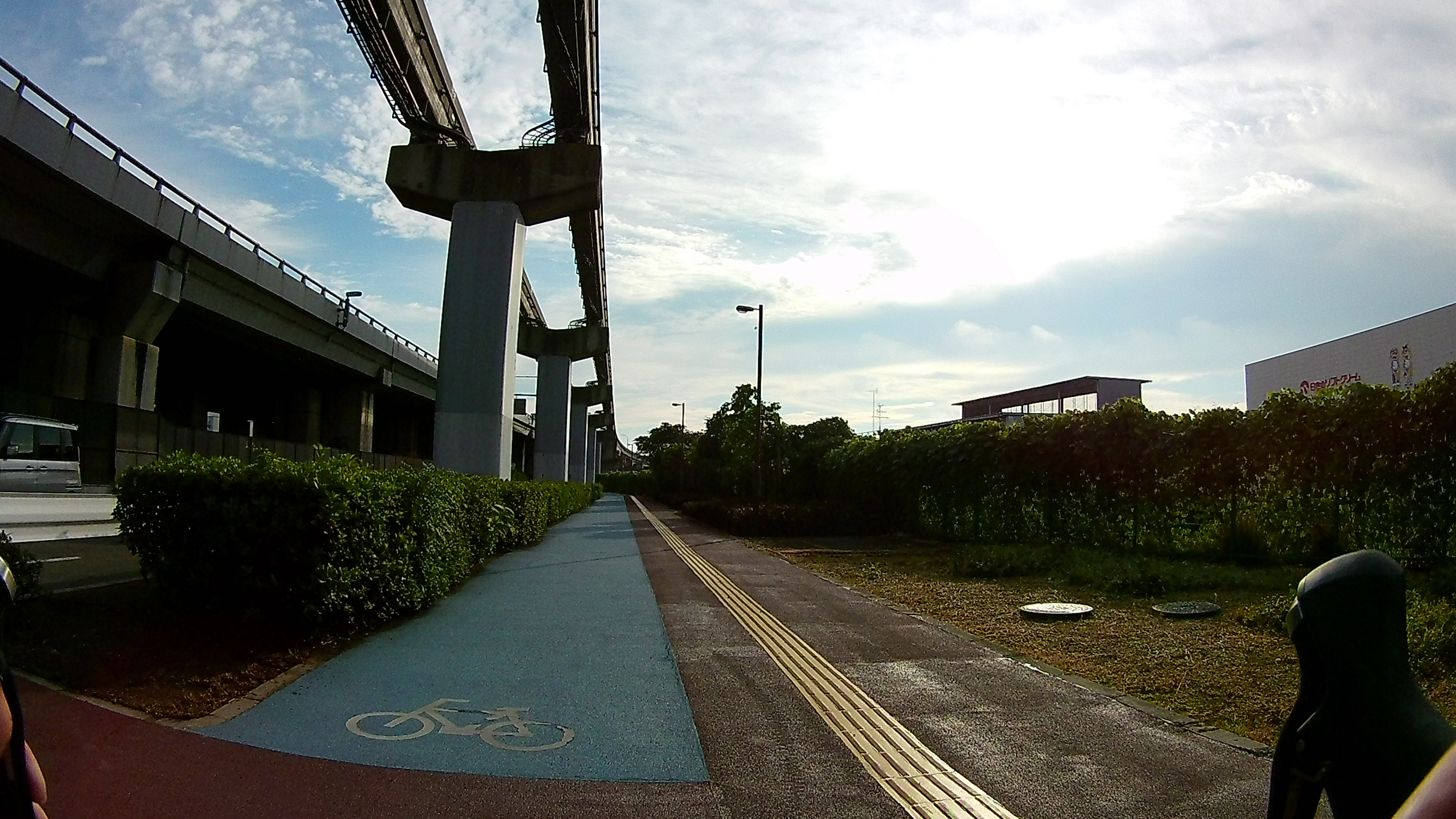Cycle path painted blue