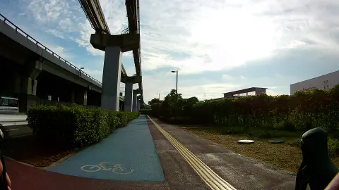 Cycle path painted blue