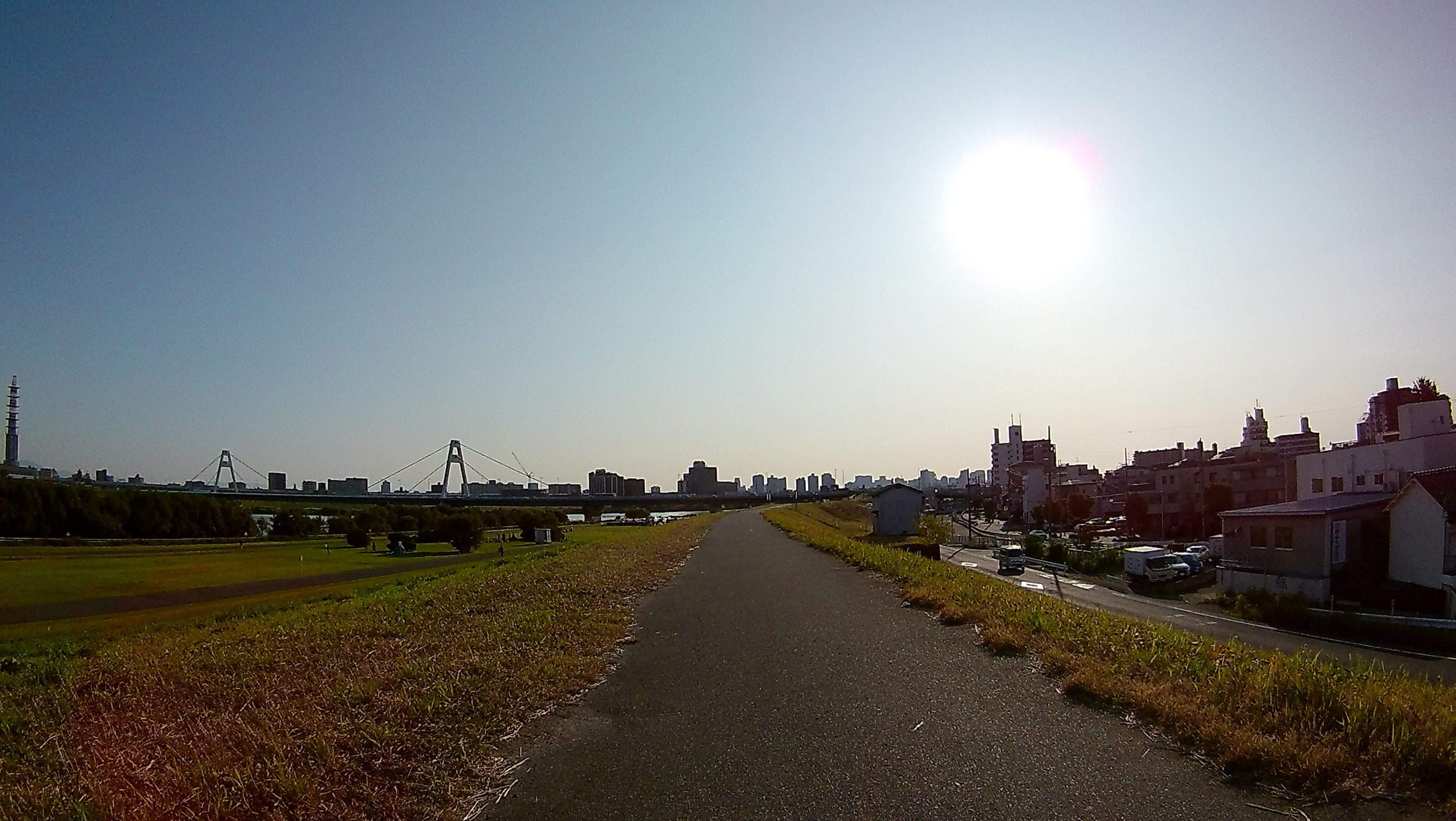 Naniwa cycling road along the Yodo river right bank