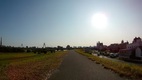 Naniwa cycling road along the Yodo river right bank