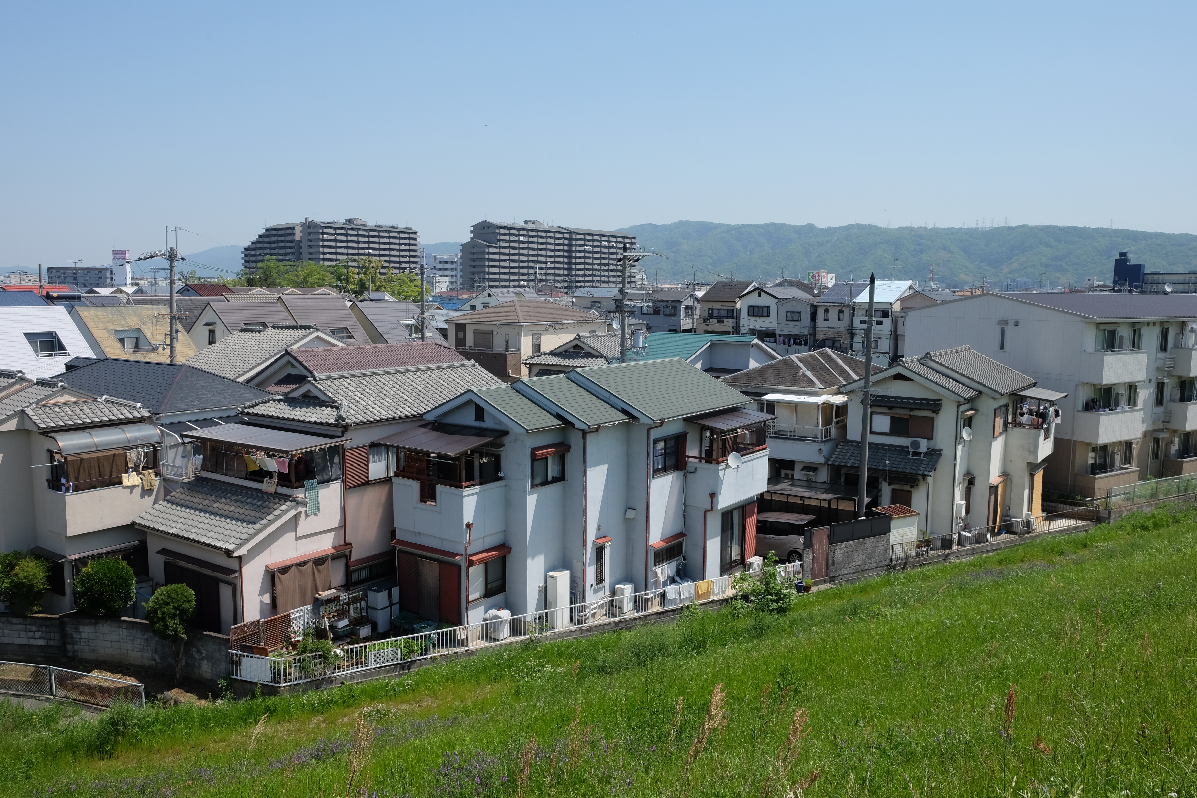 Residential area with Mt. Ikoma in the background